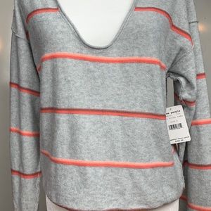 Free People Grey striped combo sweater